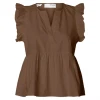 Selected Femme SlfBlair-Ida SL Top Chocolate Chip